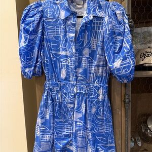 Blue Geometric Print Dress